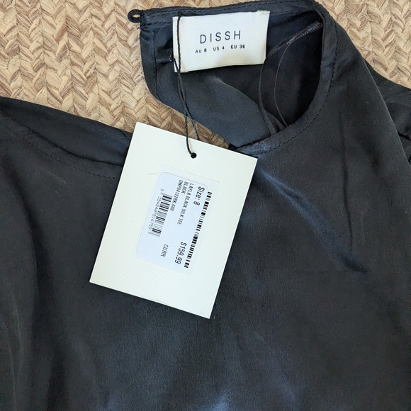 NWT Dissh Layla Black Silk Tee - sz 4 - Picture 5 of 6